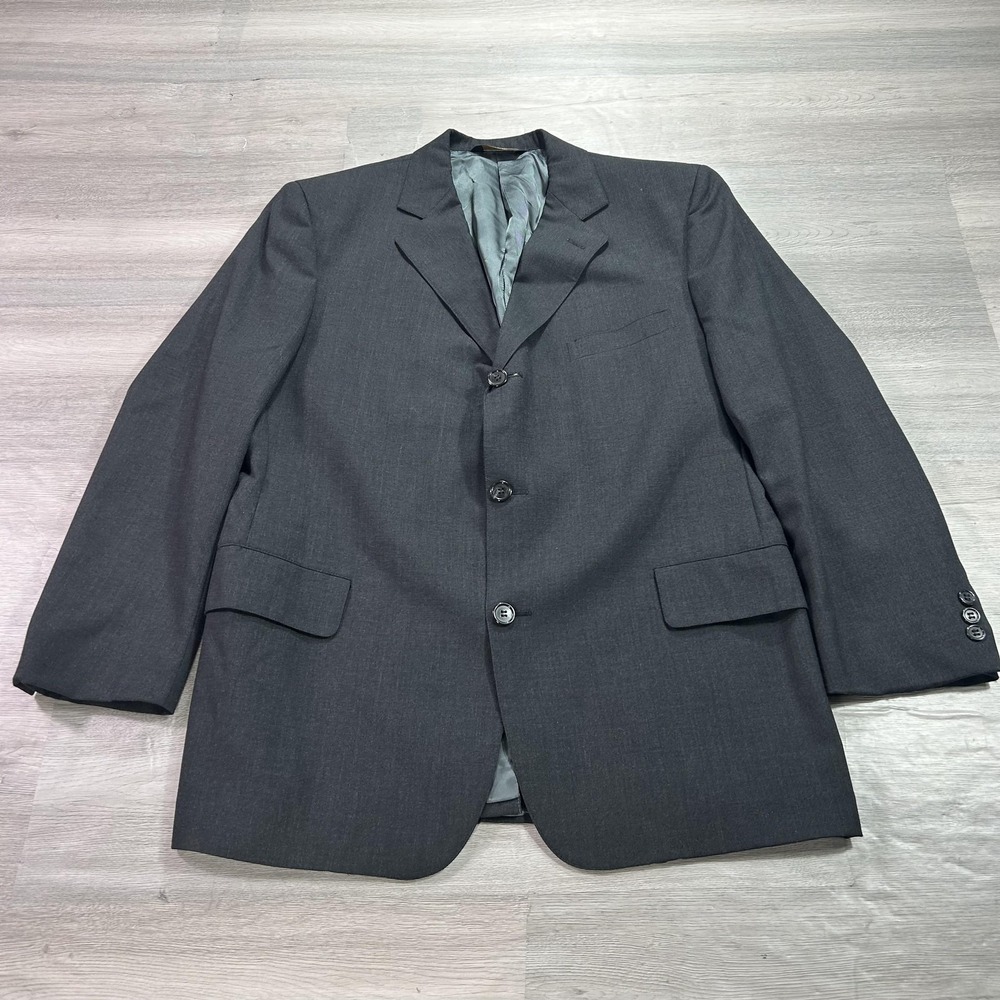 Brooks Brothers Blazer Mens 40R Gray Brooksease 3 Button Suit Jacket Notch Lapel